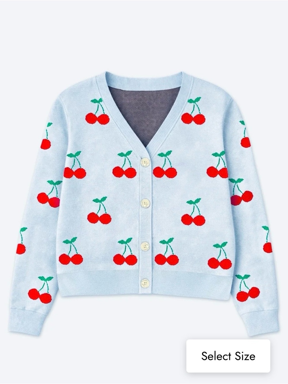 Pixielane Girls Cherry Cardigan Light Blue Sweater NWT